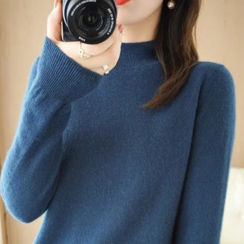 Luxencea™ Korean Half-High Collar Knit Sweater for Women