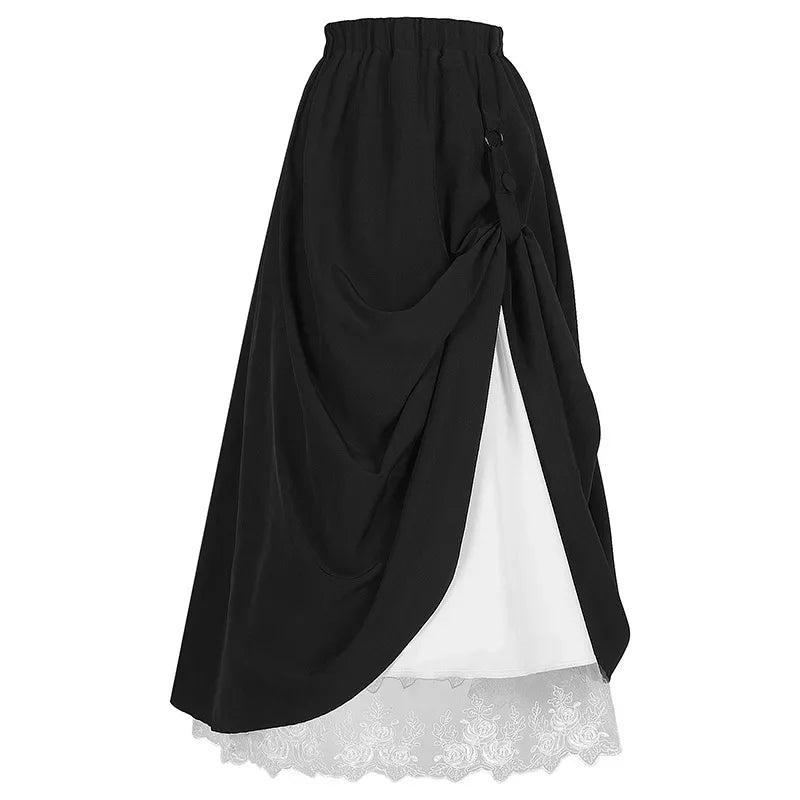 Luxencea™️ Asymmetrical Draped Skirt with Lace Layer