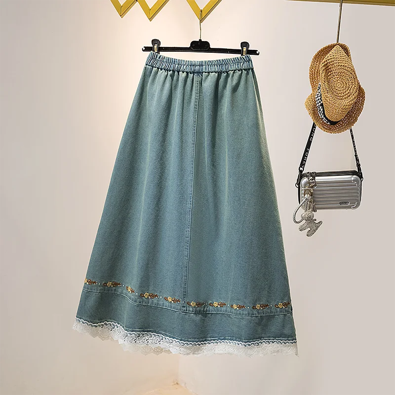 Luxencea™️ Gathered Waist Long Skirt with Lace &amp; Bows