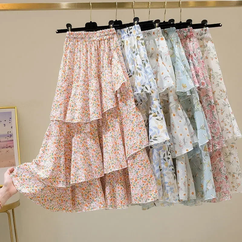 Luxencea™️ Floral Ruffle Soft Elegance Skirt