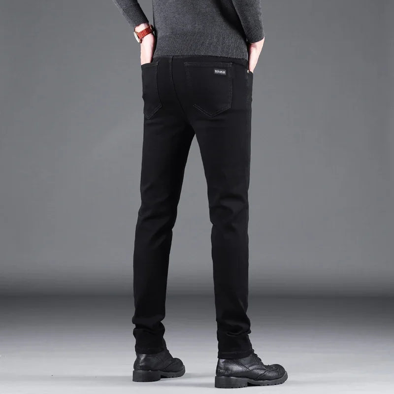 Luxencea™ Pure Black Slim Straight Jeans for Men