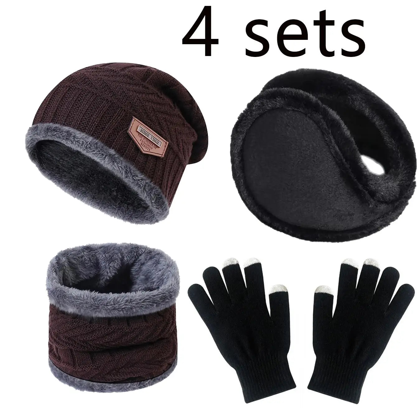 Luxencea™ Winter Velvet Hat & Scarf Set (4-Piece)