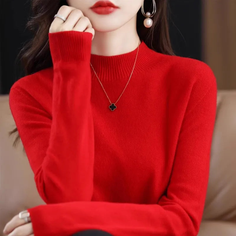 Luxencea™ Korean Half-High Collar Knit Sweater for Women