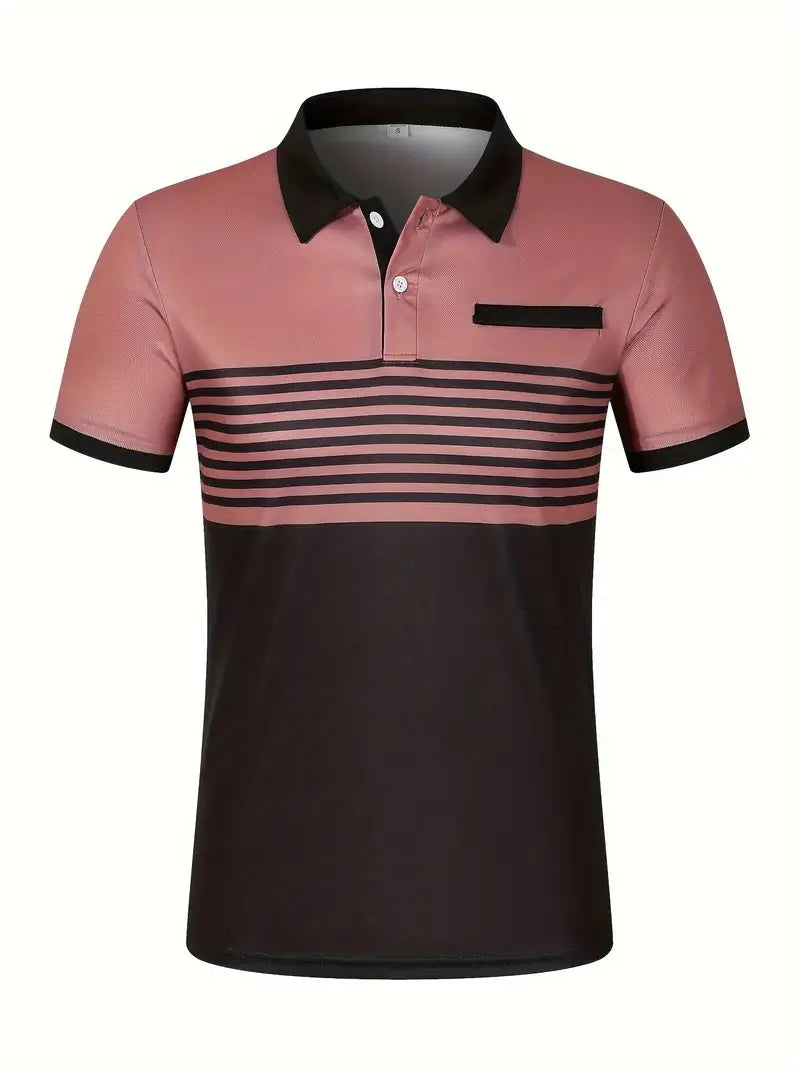 Luxencea™ 2024 Striped V-Neck Polo Shirt for Men