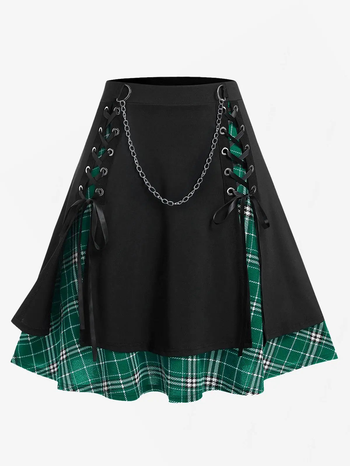 Luxencea™️ Gothic Chic Lace-Up Skirt with Chain
