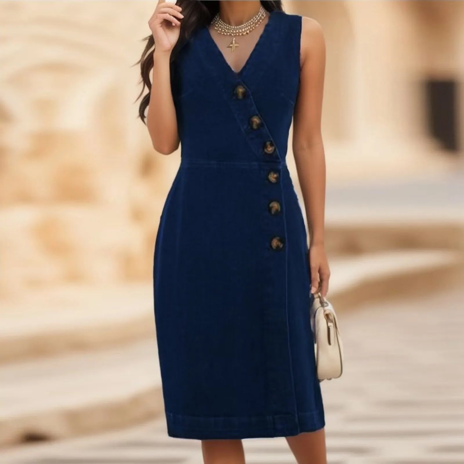 Luxencea™️ Chic Button Elegant Dress