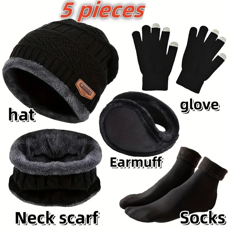 Luxencea™ Men’s Cashmere-Lined Winter Hat Set