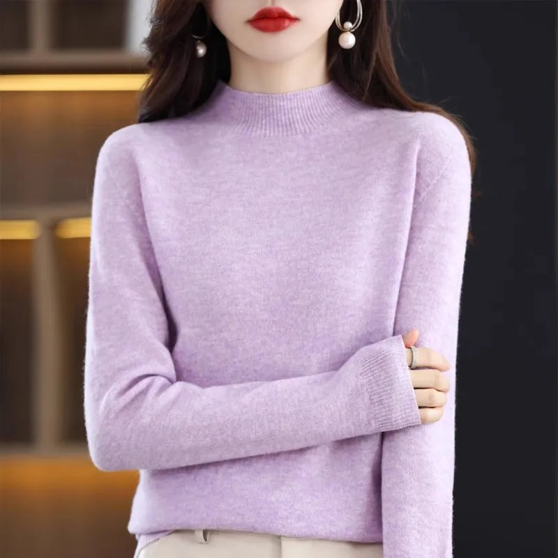 Luxencea™ Korean Half-High Collar Knit Sweater for Women