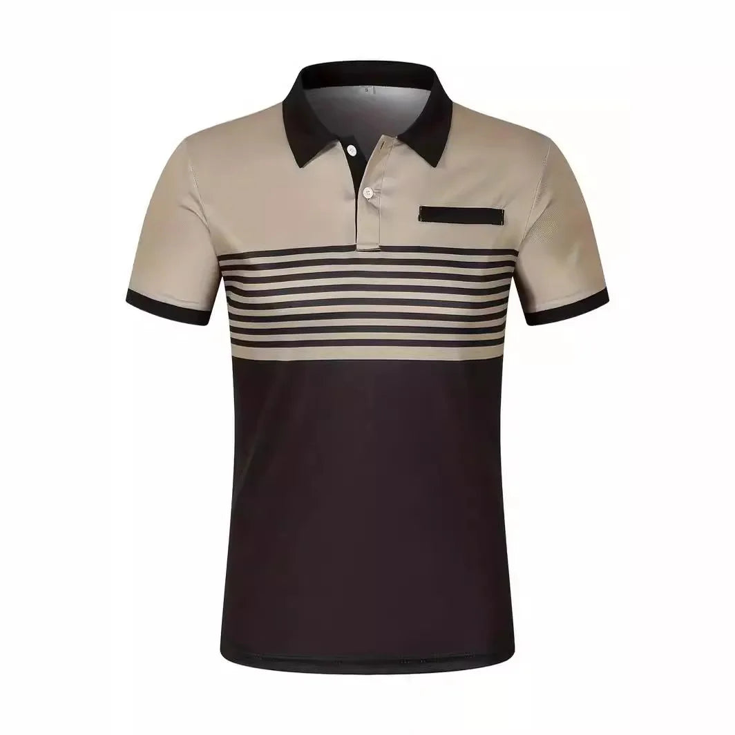 Luxencea™ 2024 Striped V-Neck Polo Shirt for Men