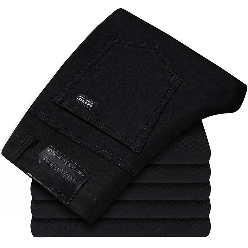 Luxencea™ Men’s Classic Smart Straight-Fit Blue Denim Jeans