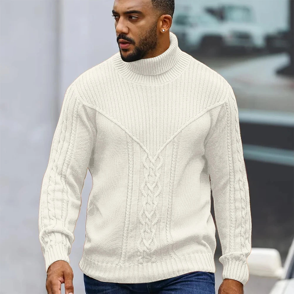 Luxencea™ Men’s Chunky Cable Knit Crewneck Sweater