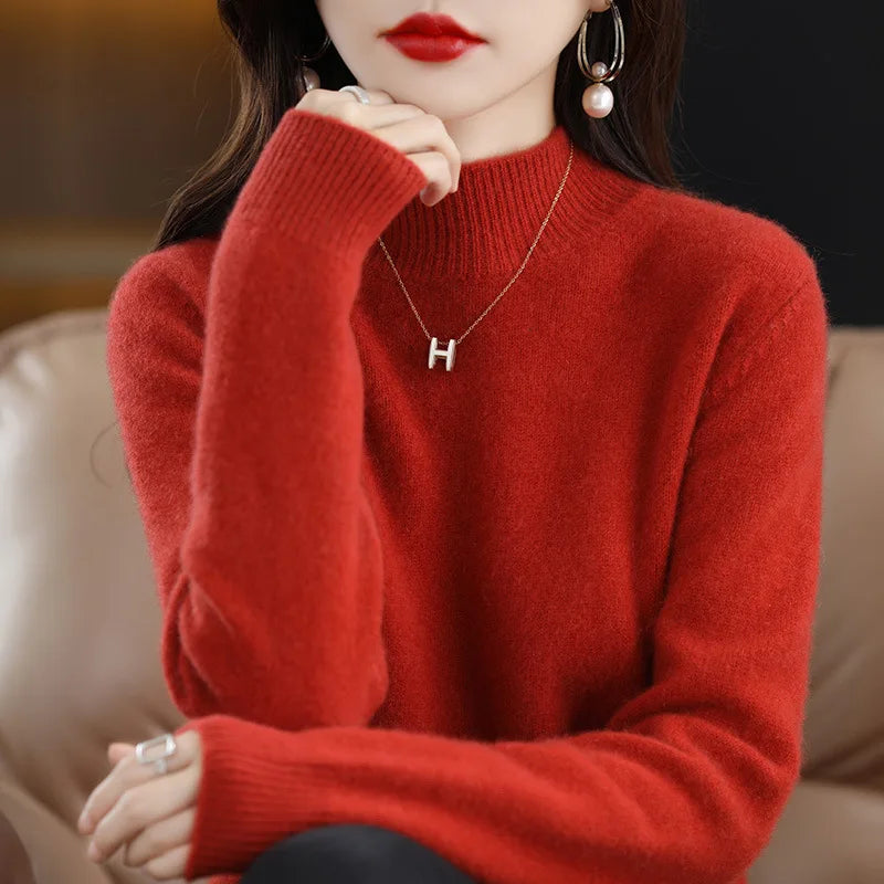 Luxencea™ Korean Half-High Collar Knit Sweater for Women