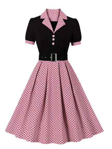 Luxencea™️ Vintage Polka Dot Dress – Chic &amp; Elegant