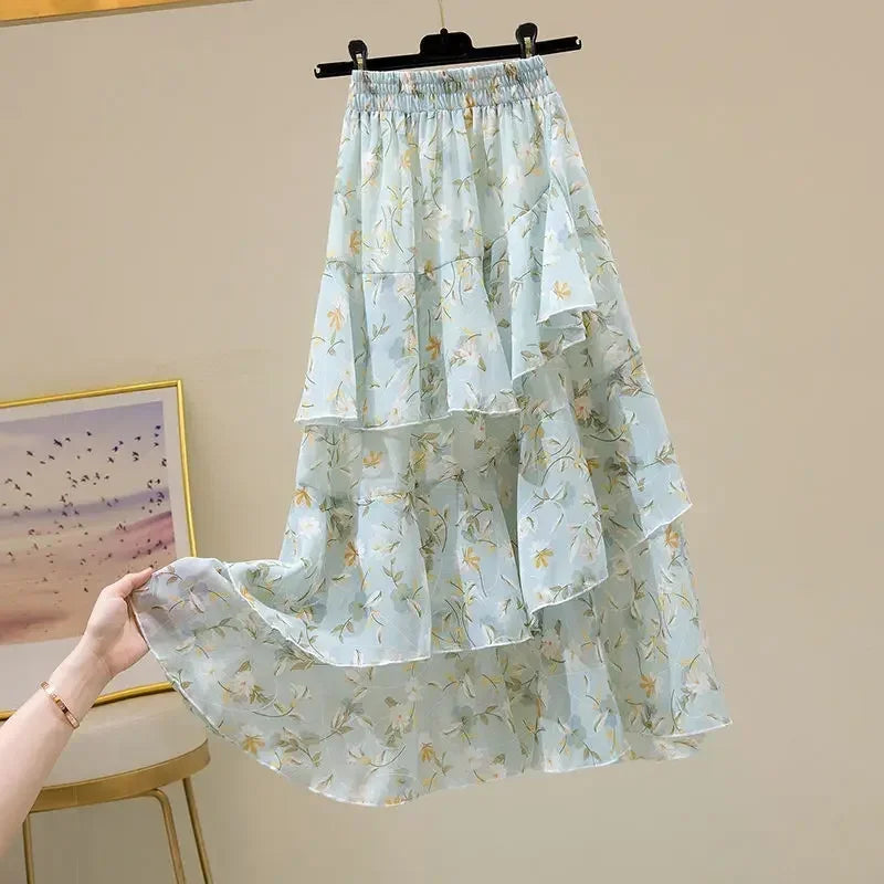 Luxencea™️ Floral Ruffle Soft Elegance Skirt
