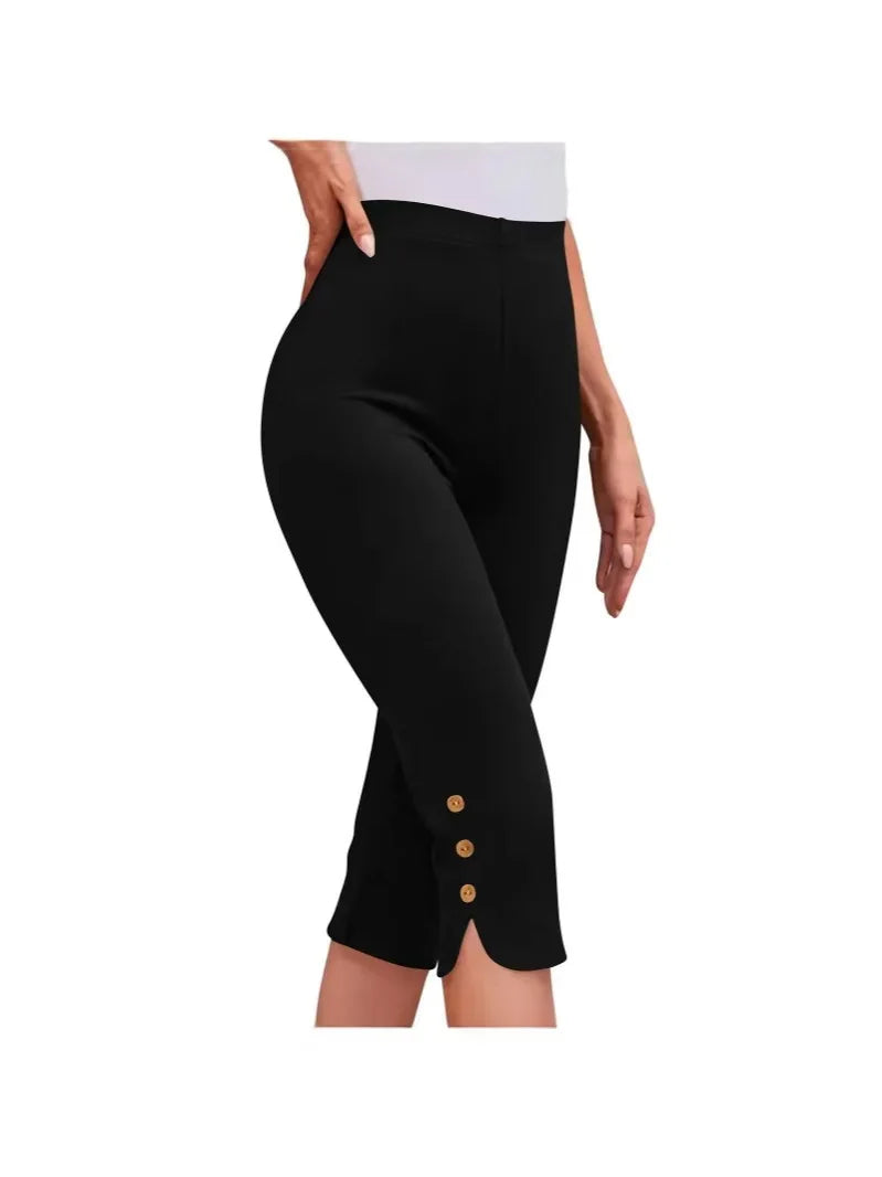 Luxencea™️ – Sculpting Capri Leggings with Button Detail