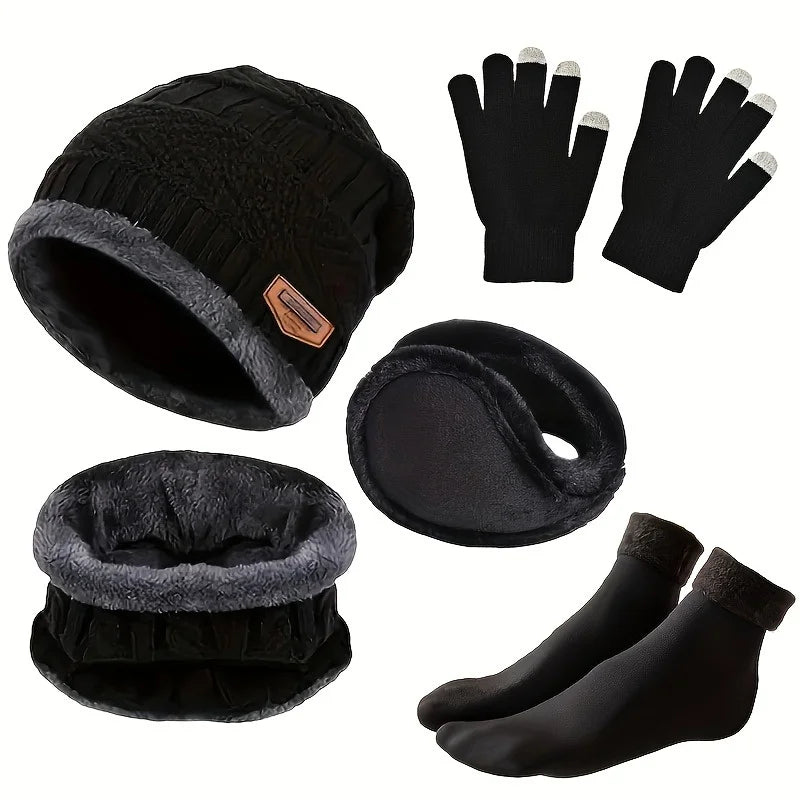Luxencea™ Men’s Cashmere-Lined Winter Hat Set
