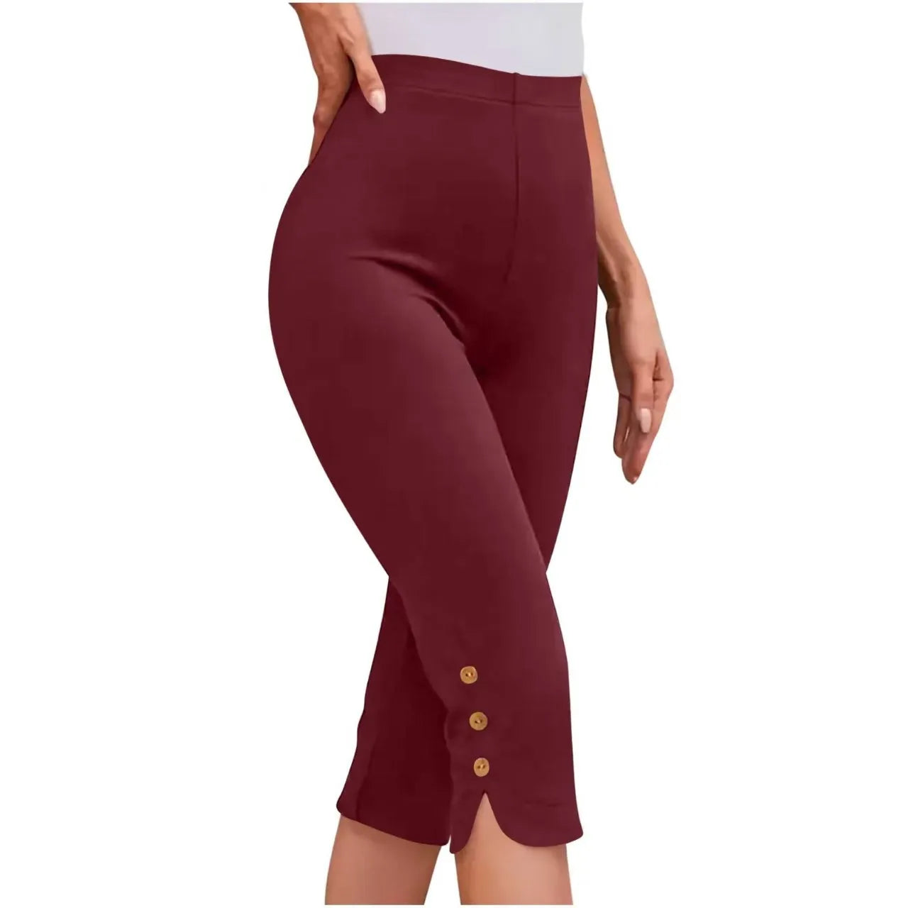 Luxencea™️ – Sculpting Capri Leggings with Button Detail