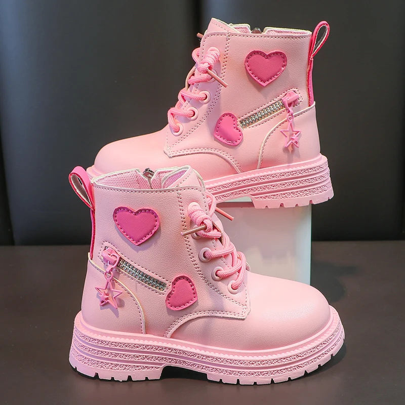 Luxencea™ Girls Pink Winter Fashion Boots