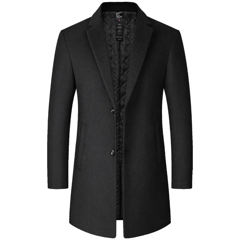 Luxencea™ Wool Blend Long Trench Coat for Men