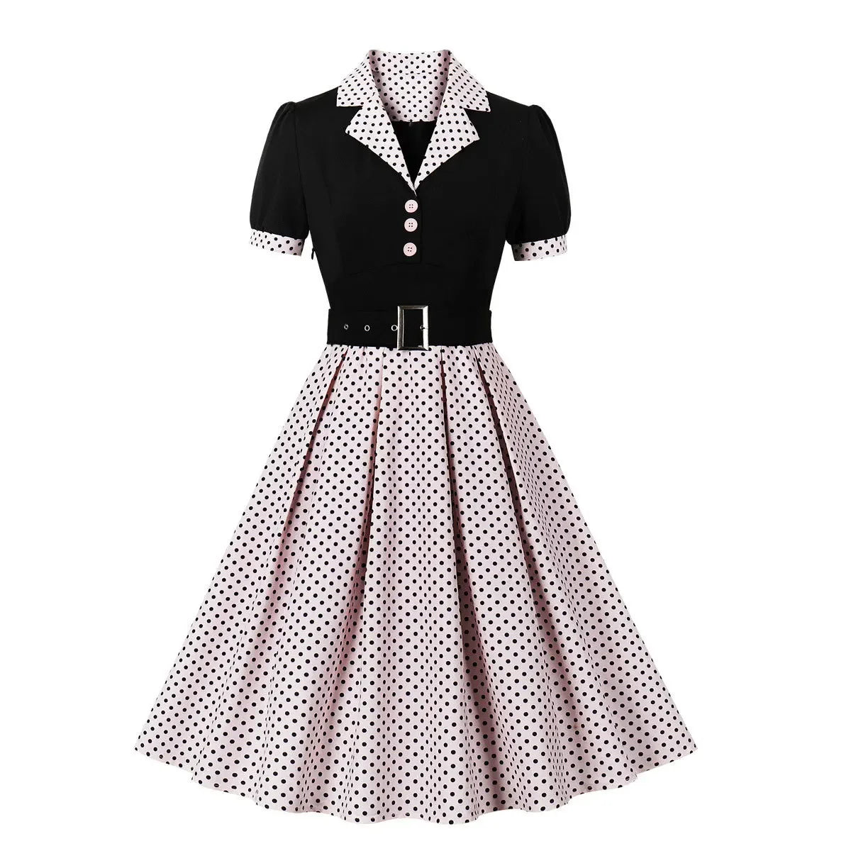 Luxencea™️ Vintage Polka Dot Dress – Chic &amp; Elegant