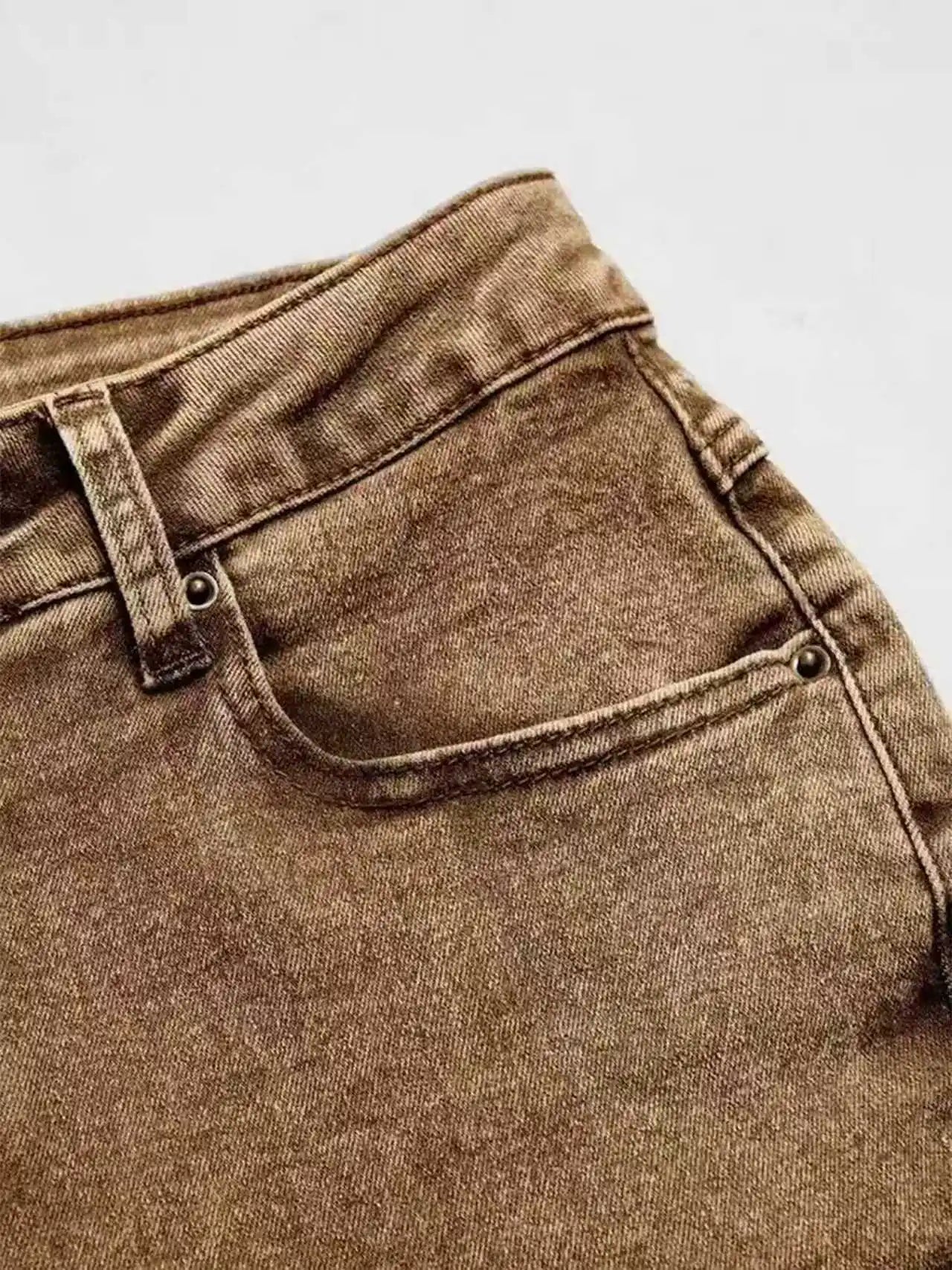 Luxencea™ Retro Brown Slim-Fit Flared Denim Jeans for Women