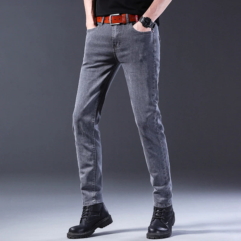 Luxencea™ 2025 Men’s Korean Style Straight Grey Denim Jeans