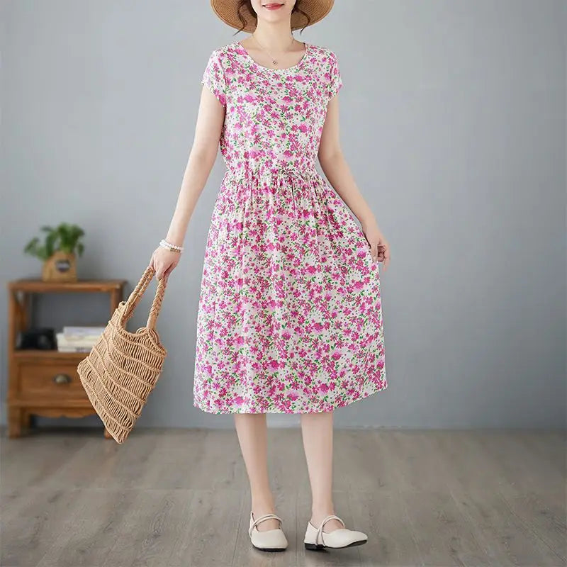 Luxencea™️ Printed Midi Dress Casual Elegance