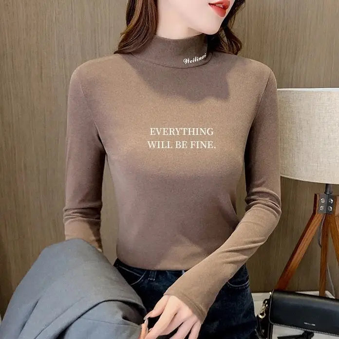 Luxencea™ Velvet-Lined Printed Half-High Neck Turtleneck for Women