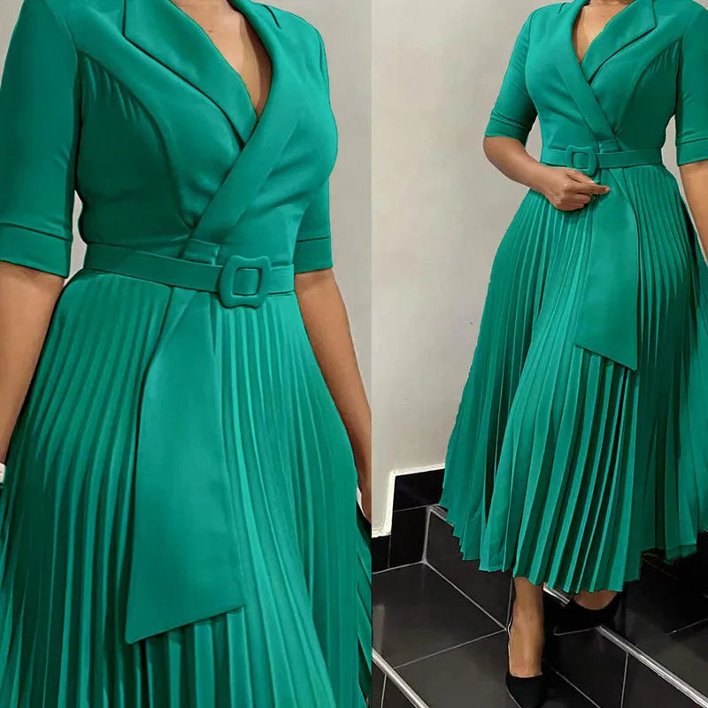 Luxencea™ Elegant Pleated Office Dress for Women