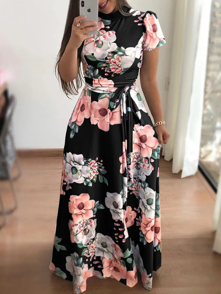 Luxencea™ Floral Print Slim Maxi Long Dress