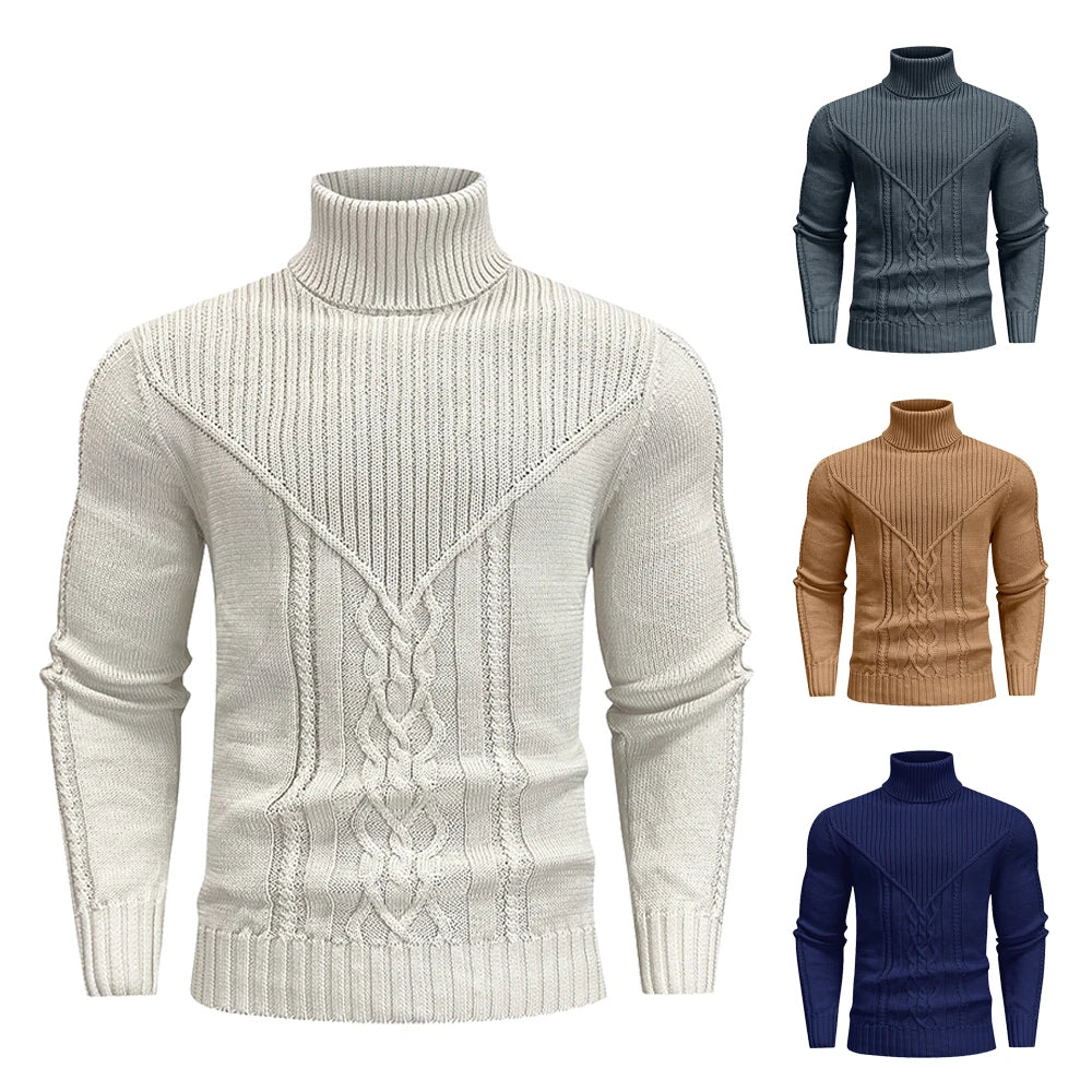 Luxencea™ Men’s Chunky Cable Knit Crewneck Sweater