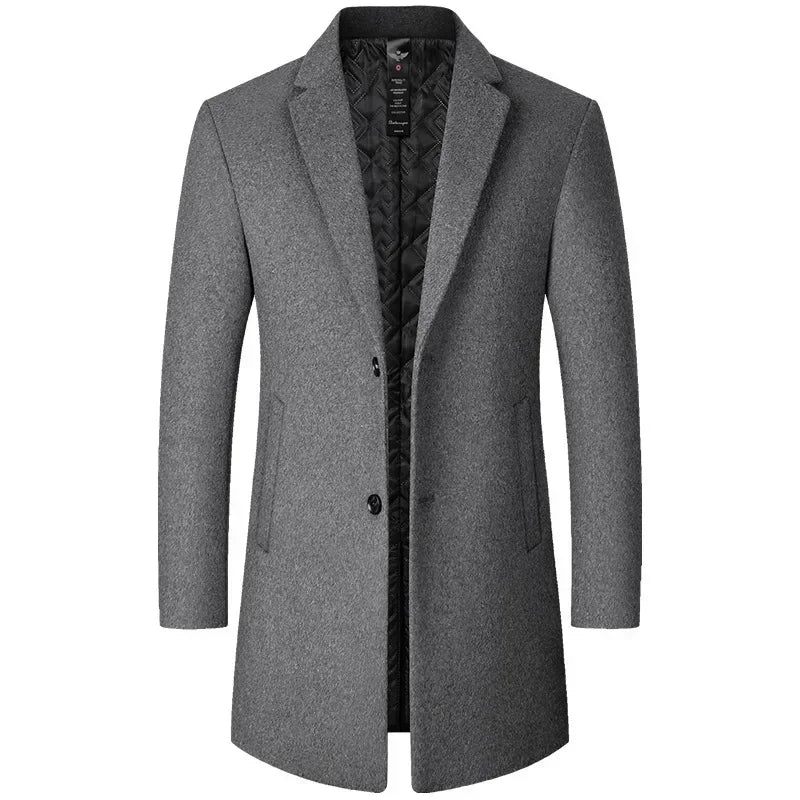 Luxencea™ Wool Blend Long Trench Coat for Men