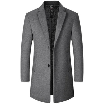 Luxencea™ Wool Blend Long Trench Coat for Men