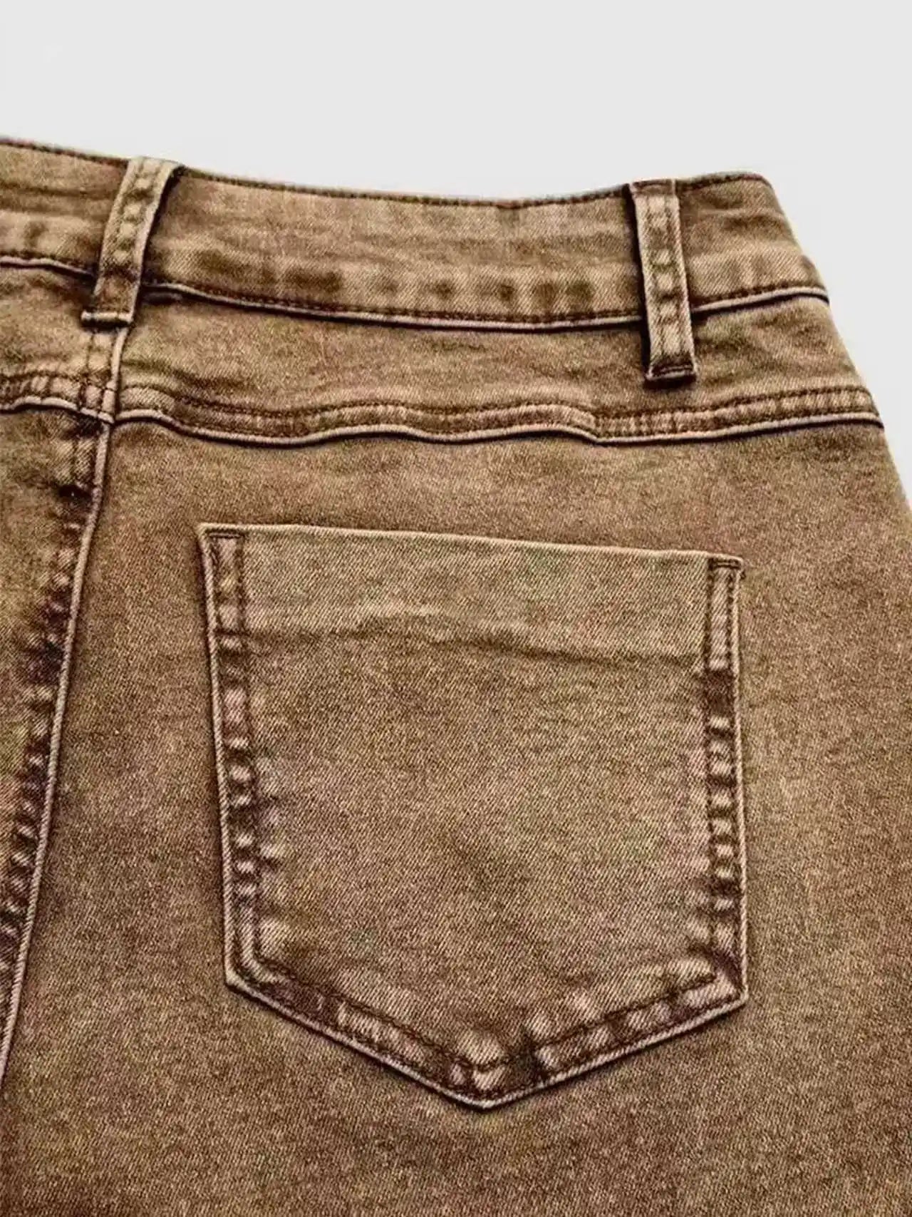 Luxencea™ Retro Brown Slim-Fit Flared Denim Jeans for Women