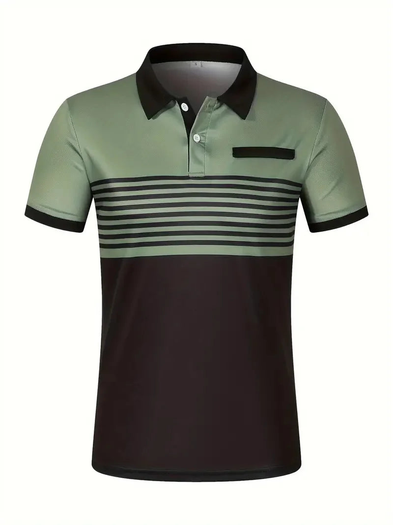 Luxencea™ 2024 Striped V-Neck Polo Shirt for Men