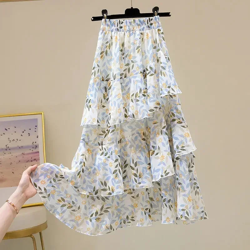 Luxencea™️ Floral Ruffle Soft Elegance Skirt