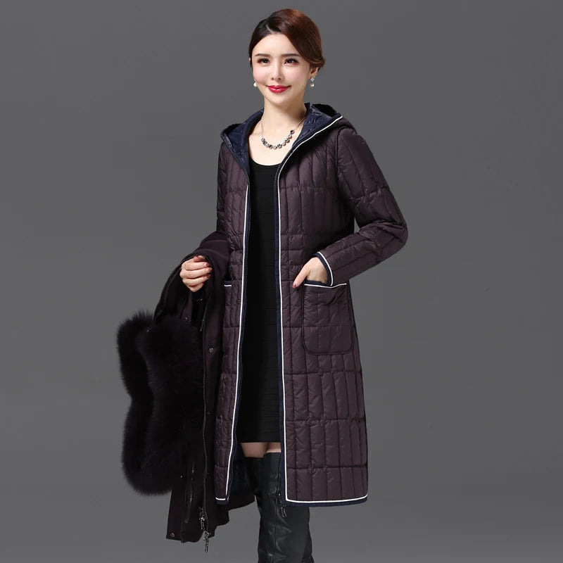 Luxencea™ Detachable Fur Collar Long Down Parka