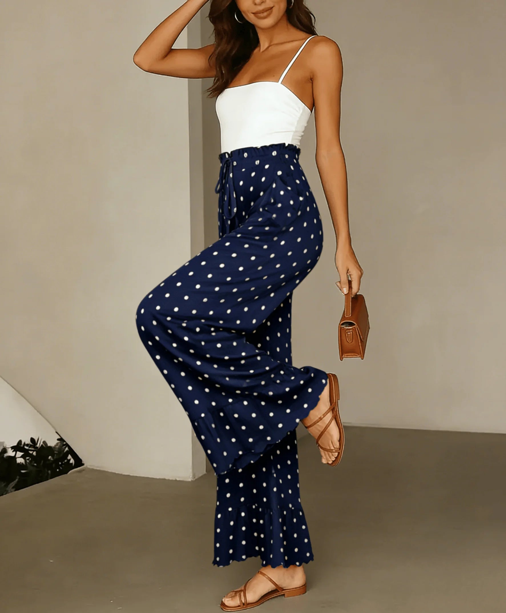 Luxencea™️ Elegant Polka Dot Wide-Leg Pants