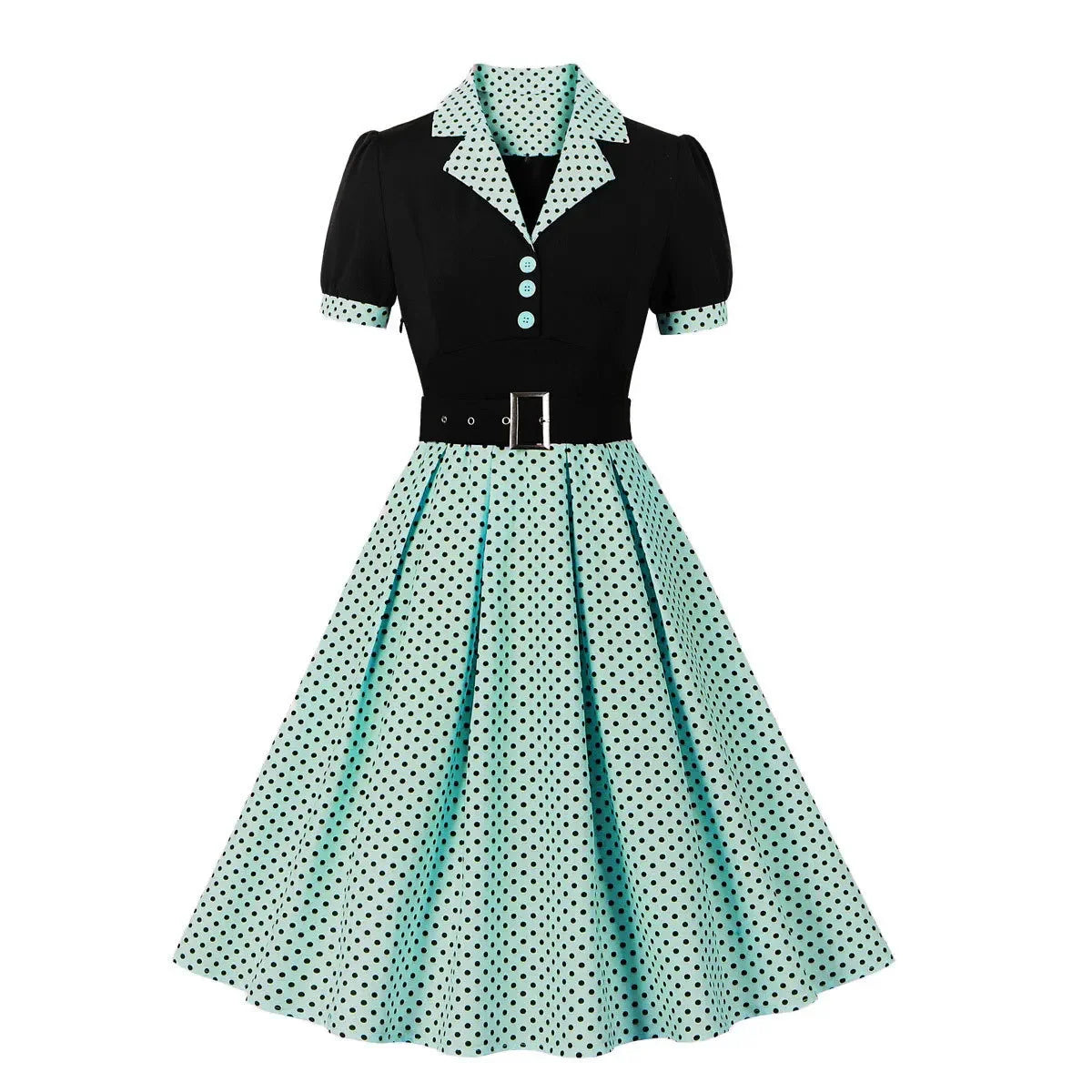 Luxencea™️ Vintage Polka Dot Dress – Chic &amp; Elegant