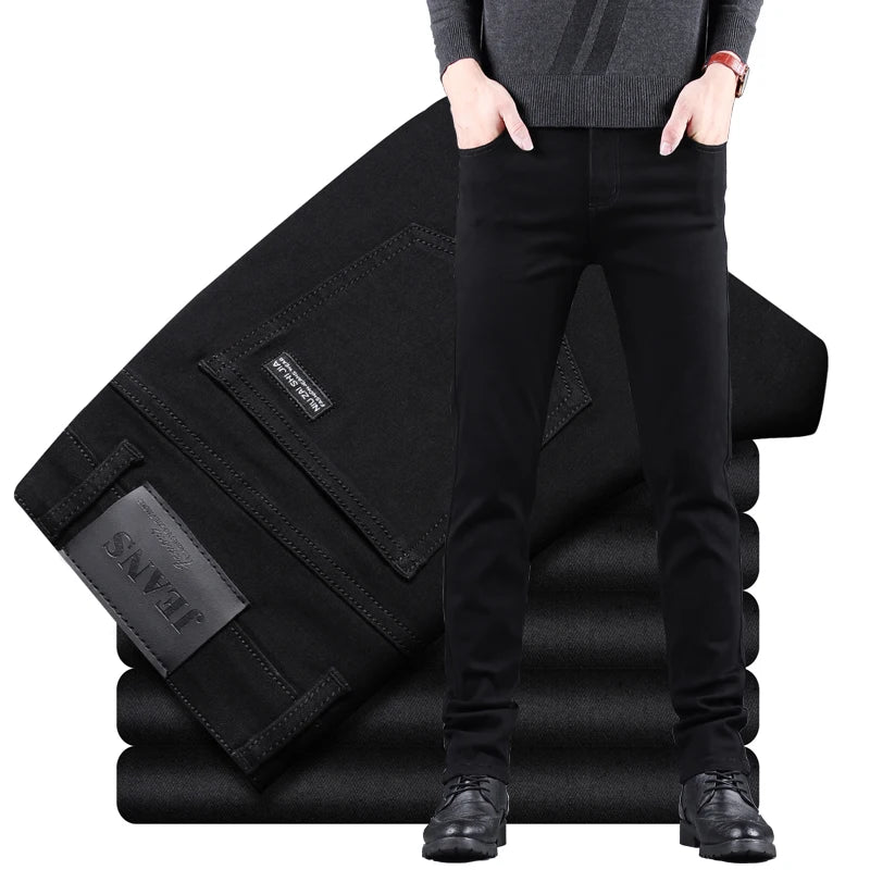 Luxencea™ Pure Black Slim Straight Jeans for Men