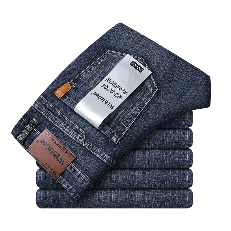 Luxencea™ Men’s Classic Smart Straight-Fit Blue Denim Jeans