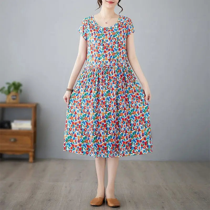 Luxencea™️ Printed Midi Dress Casual Elegance