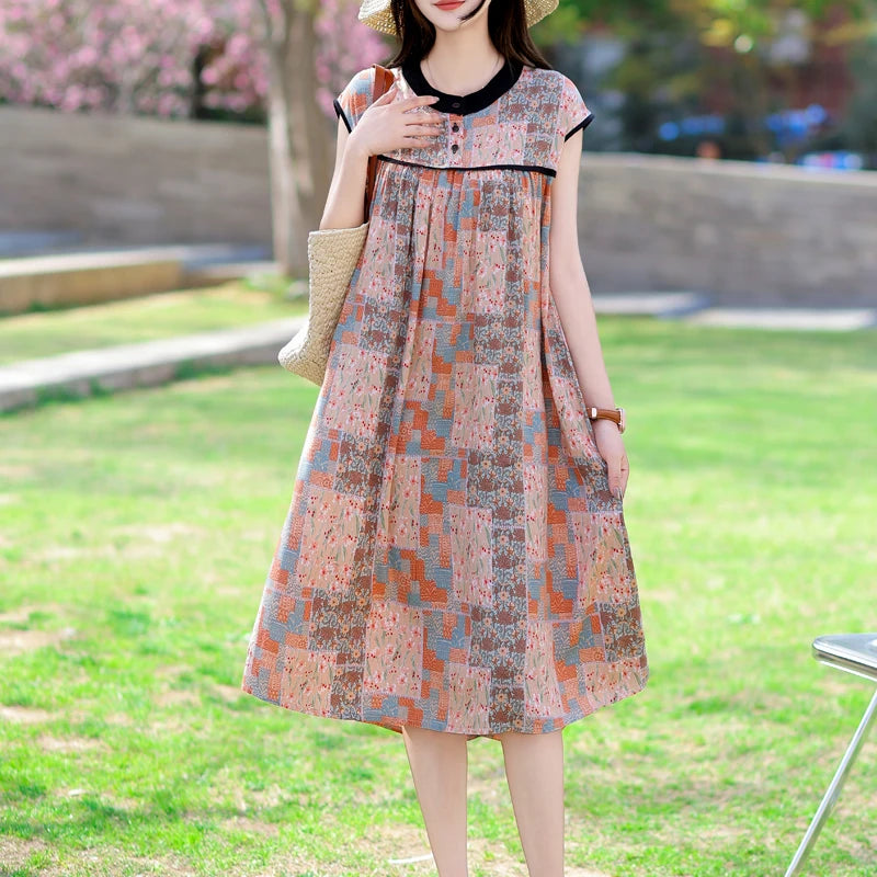 Luxencea™️ Boho Sleeveless Floral Loose Dress