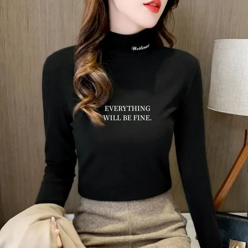 Luxencea™ Velvet-Lined Printed Half-High Neck Turtleneck for Women