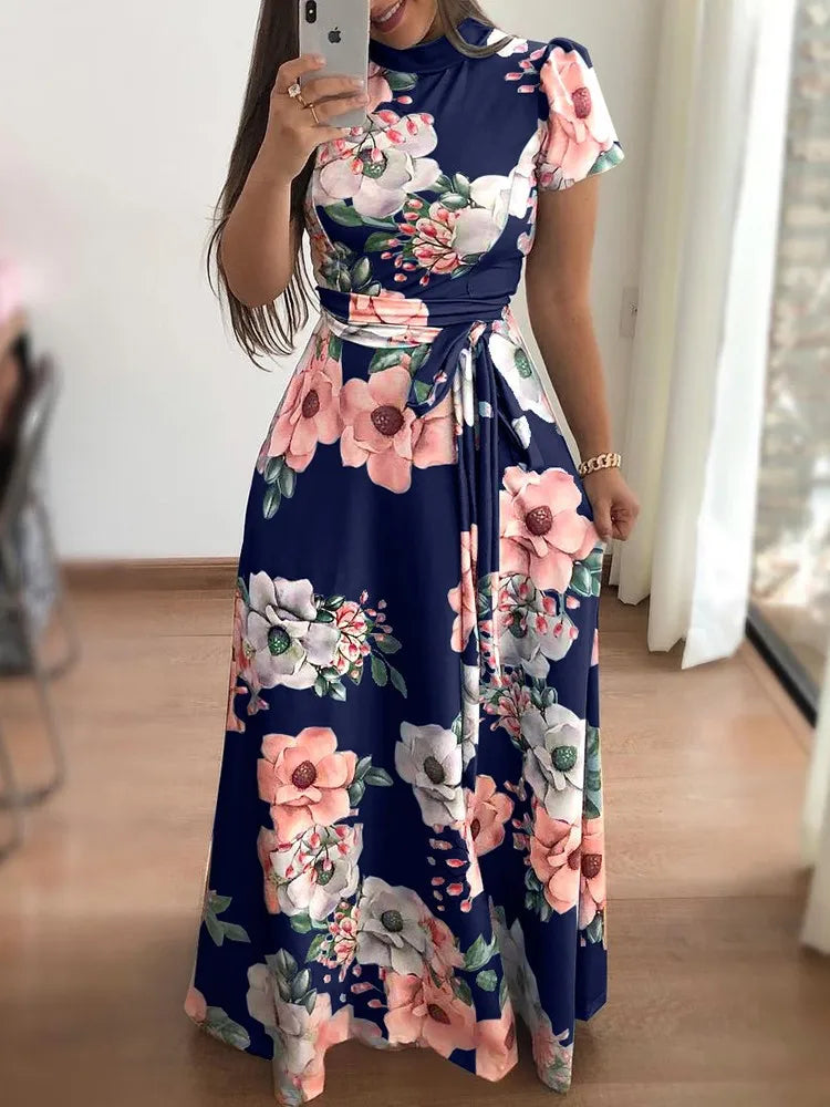 Luxencea™ Floral Print Slim Maxi Long Dress