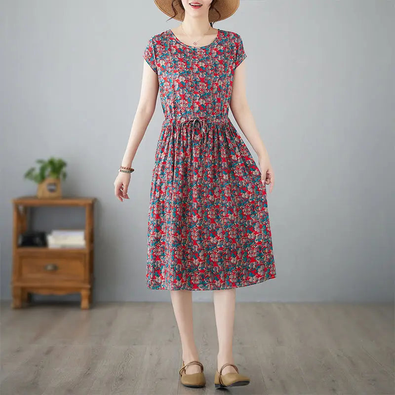 Luxencea™️ Printed Midi Dress Casual Elegance