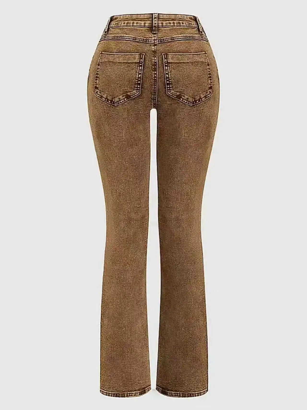 Luxencea™ Retro Brown Slim-Fit Flared Denim Jeans for Women