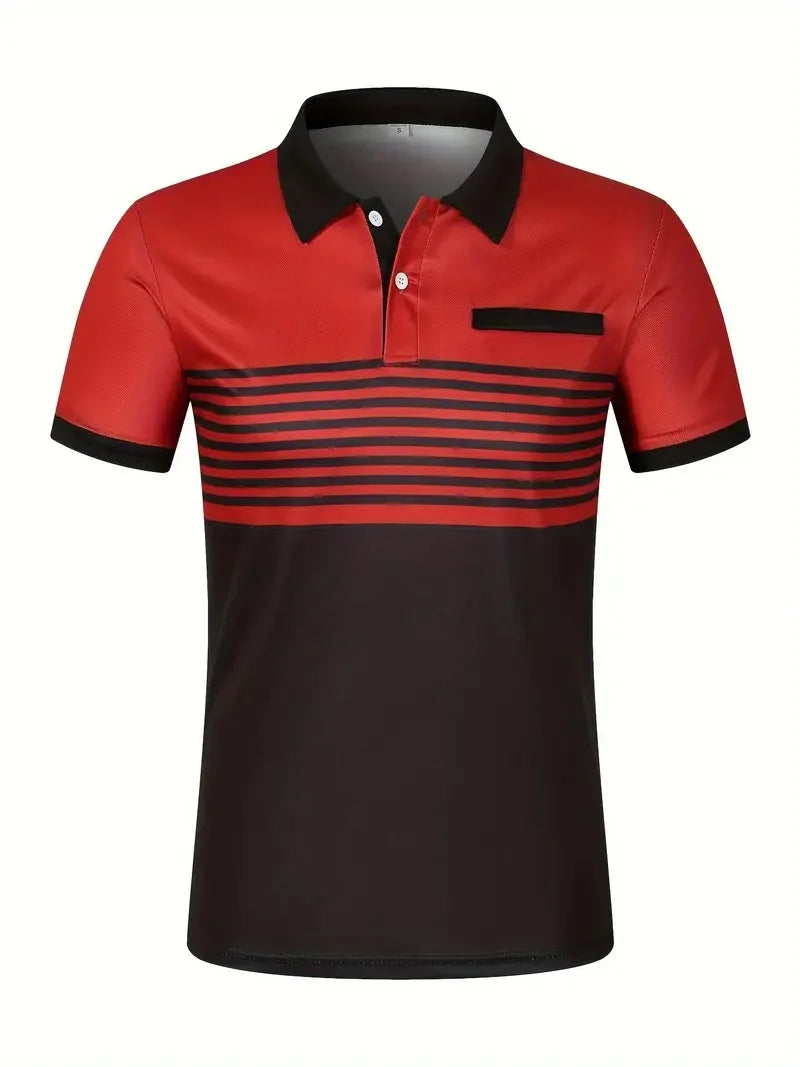 Luxencea™ 2024 Striped V-Neck Polo Shirt for Men