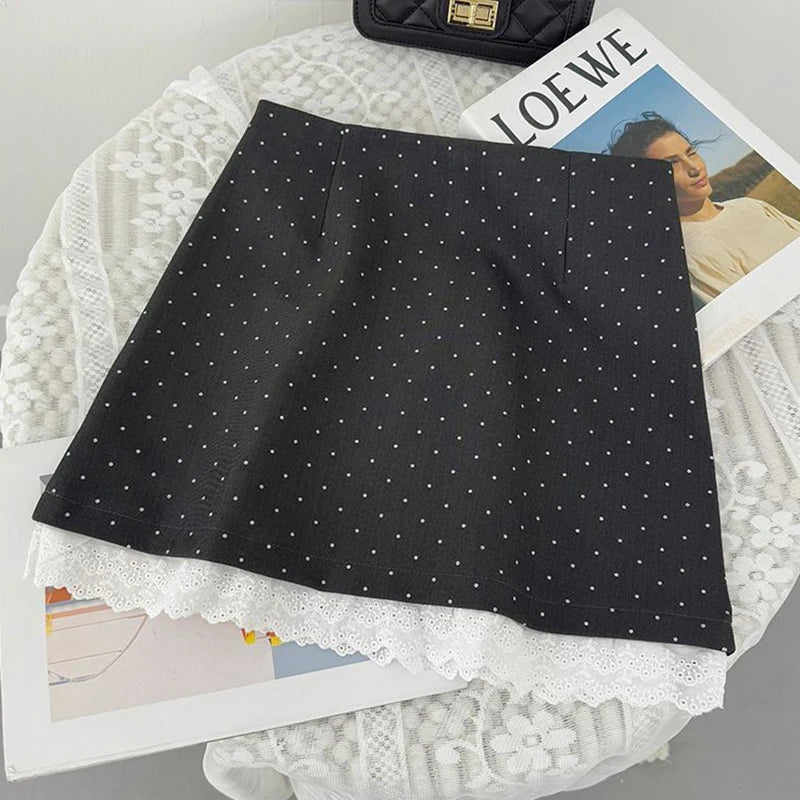 Luxencea™️ Elegant Polka Dot Mini Skirt with Built-in Shorts
