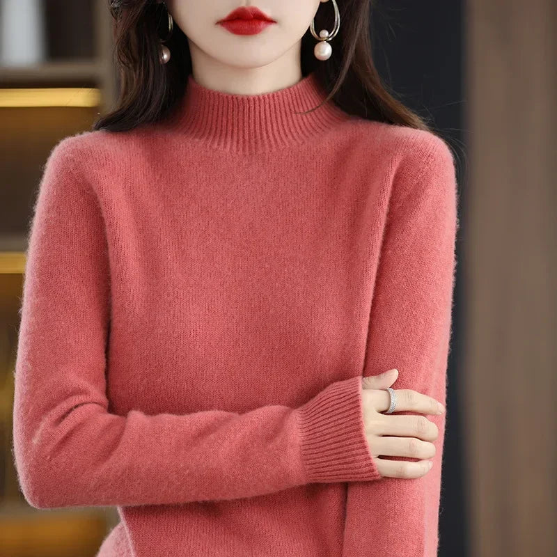 Luxencea™ Korean Half-High Collar Knit Sweater for Women
